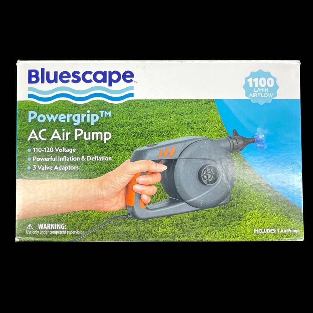 Bluescape Powergrip AC Air Pump 110-120V 1100 L/Min Air Flow 3 Valve Adaptors El